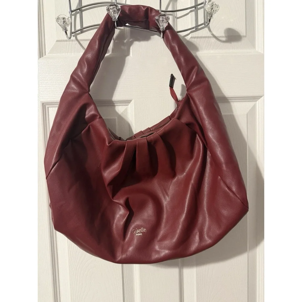 Soft,‎ slouchy Giselle Paris Adele hobo bag in a rich red/burgundy shade